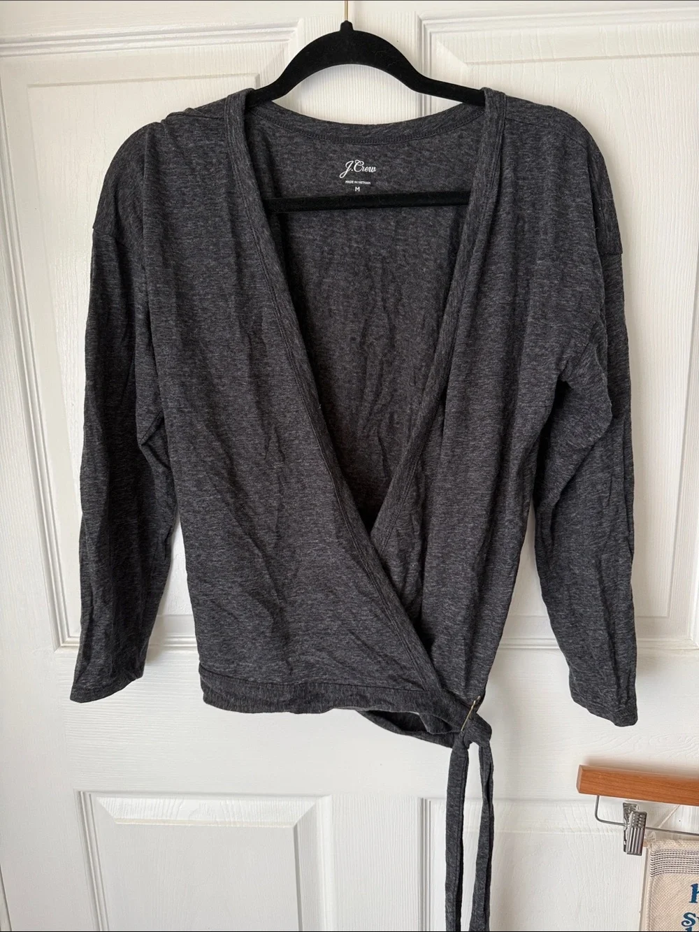J. Crew Dark Heather Gray Ballerina Wrap Cardigan